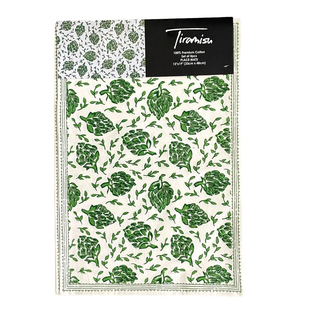 TIRAMISU 100% Premium Cotton Table Runner Green Dancing Artichoke 14 X 108 NEW